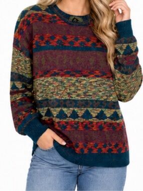 Vintage Higgins M/M Multicolor Geometric Knit Sweater Pullover – Retro 80s/90s